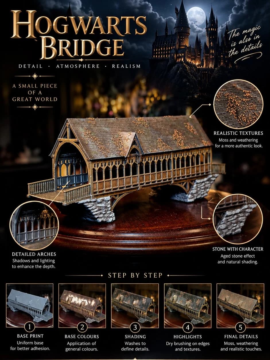 Die Hogwarts-Brücke: so wird ein detailreiches Stück bemalt, in 5 Schritten (2/2)