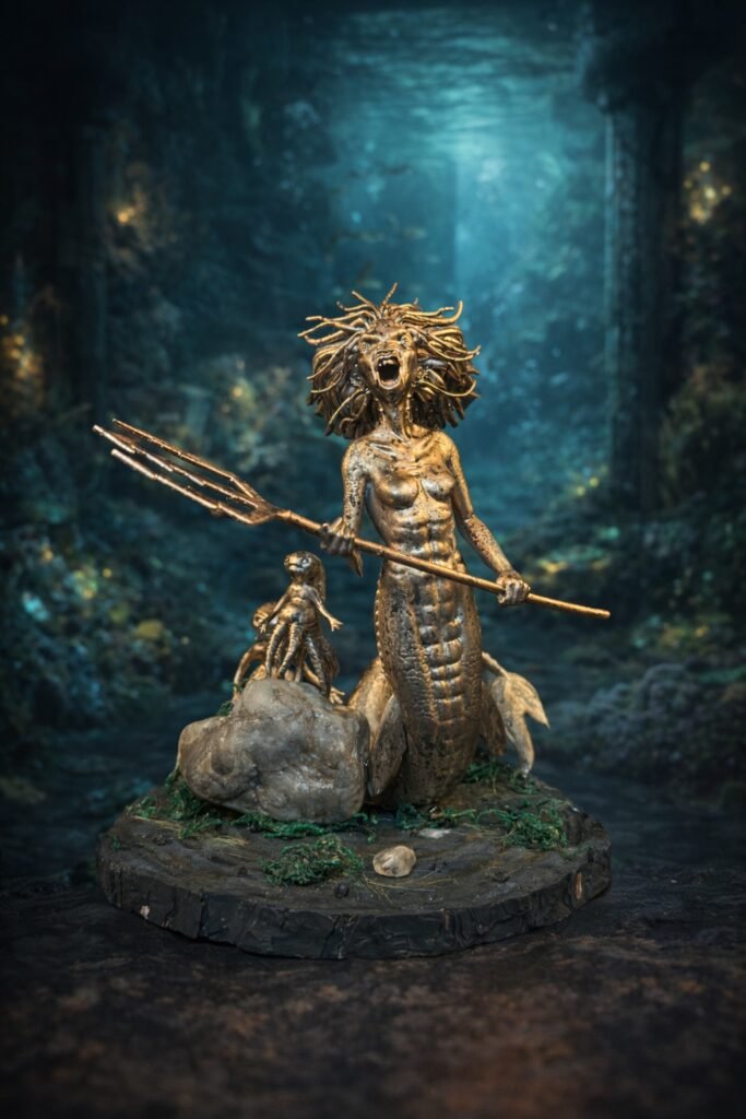 Sirena del Lago Encantado con Criaturas Acuáticas Sirena del Lago Encantado con Criaturas Acuáticas