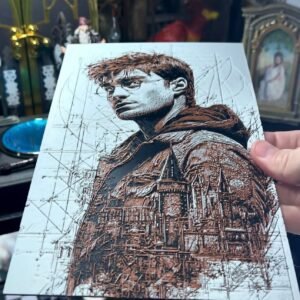 Ilustración 3D mago en el castillo